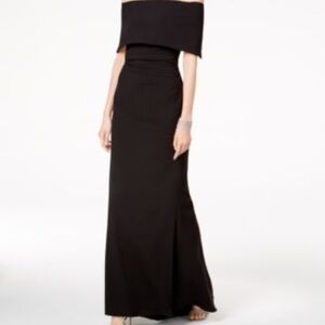 Elegant and striking off shoulder black gown / long dress